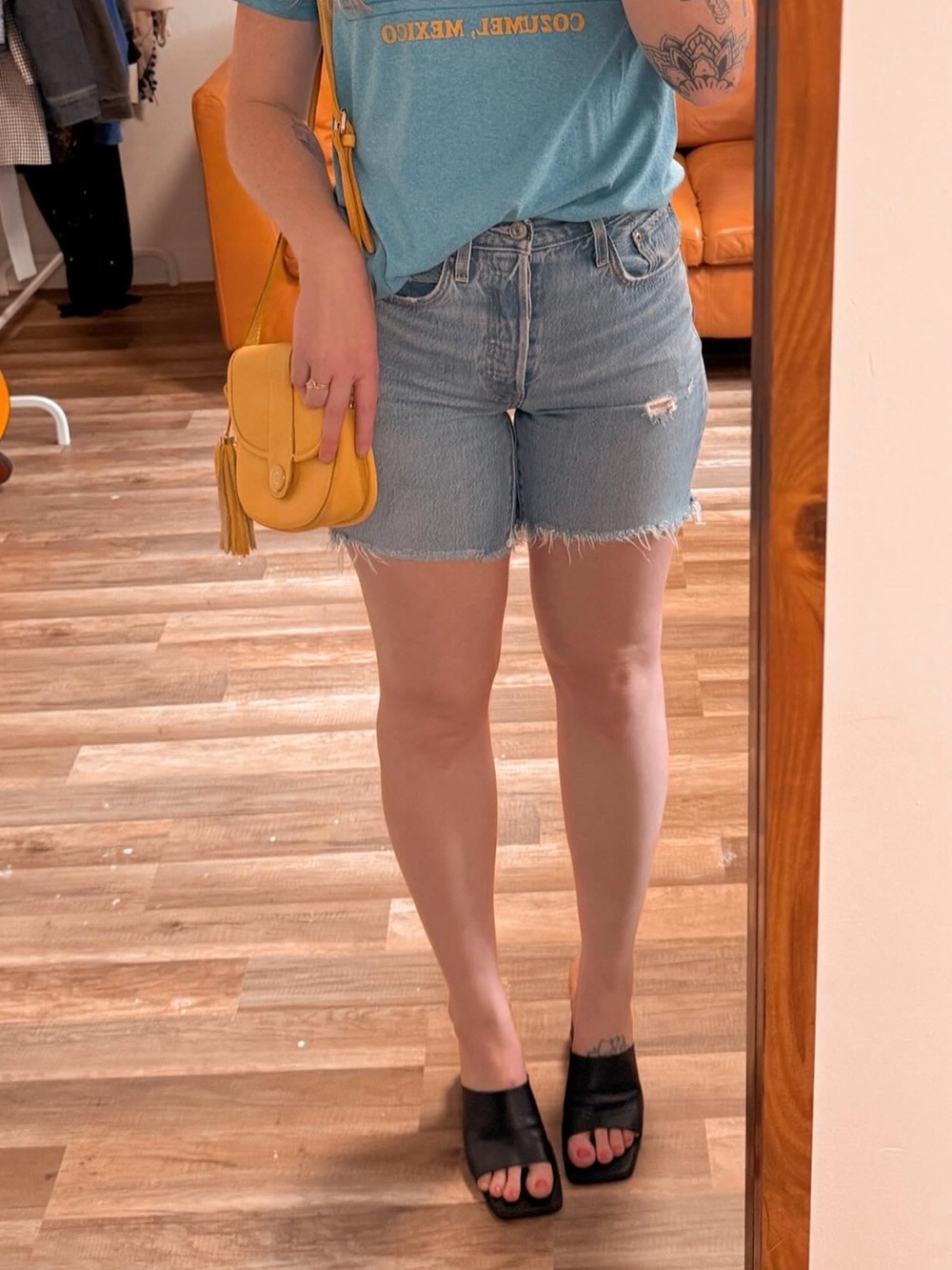 Levi’s High-Rise Distressed Cutoff Denim Shorts